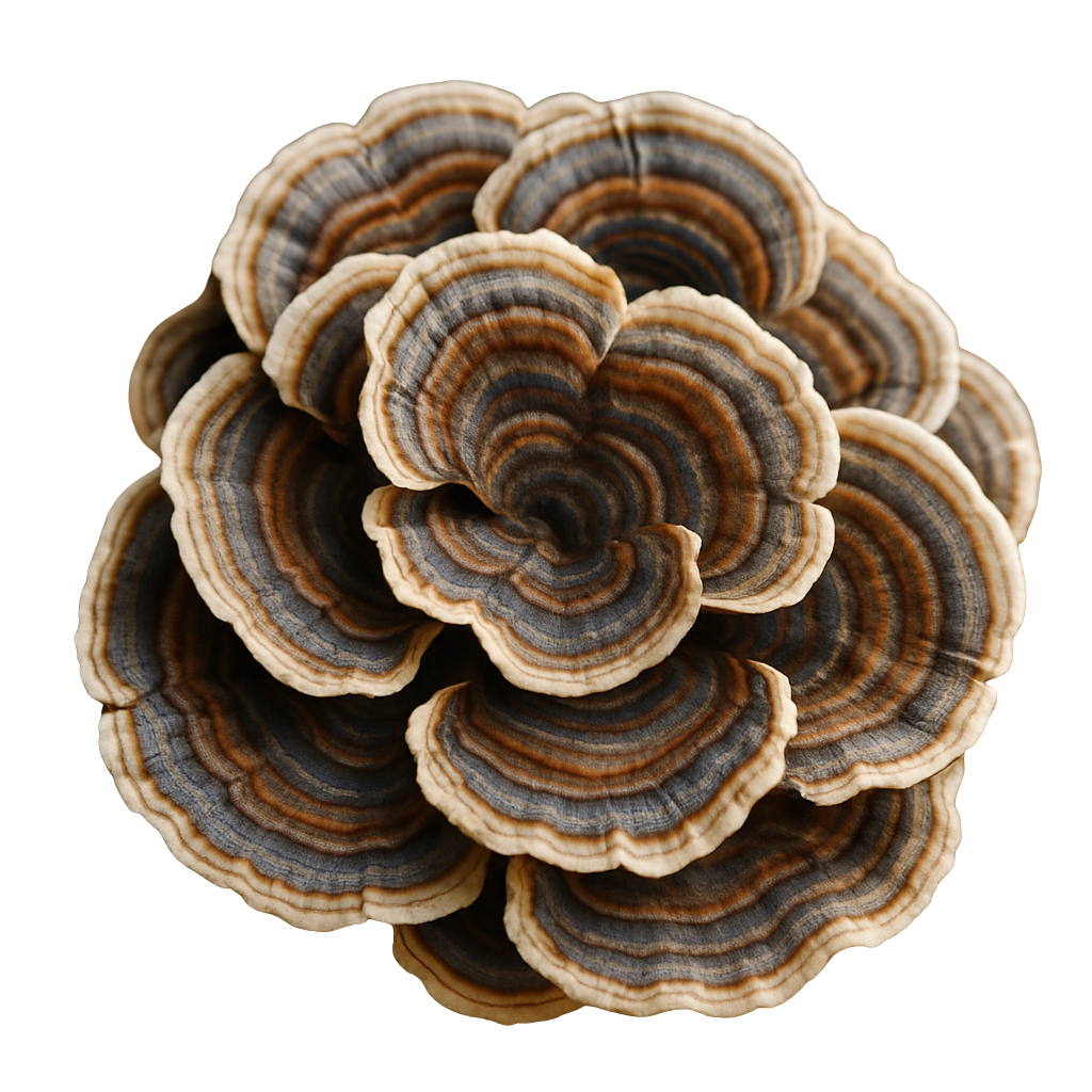 Turkey Tail mushroom extract supporting immune health, digestion, and gut microbiome balance for daily wellness